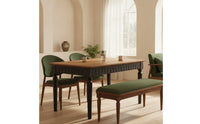 Carved Rectangular Dining Table Two-Tone Solid Wood Dining Table Sturdy Furniture Long-Lasting for Kitchen