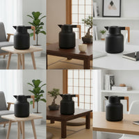 Insulated Pot with Wood-Look Handle Stainless Steel Thermal Carafe with Wood Handle Double Walled Thermal Carafe for Dining Table, Office