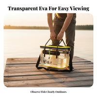 Foldable Fishing Pail Breathable Mesh Lid Foam Material Fishing Pail Transparent Foam Material Catch Pail Aerator Pump Hole