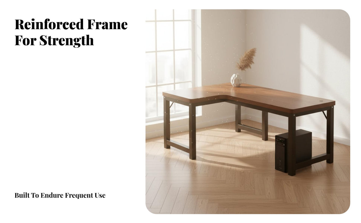 Space-Saving L-Shaped Desk with Shelves Large Workspace L-Shaped Workstation with Storage Spacious Tabletop Corner Table Sturdy Construction for Students, Professionals, Gamers, Bedroom, Study Room