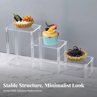 3 Tier Acrylic Display Stand Space-Saving Tiered Acrylic Stand Clear Figurine Display Shelf Easy to Assemble Clear Tiered Shelf