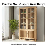 New Chinese design Two-Section Hutch multifunctional Use shelving unit long-lasting Construction Display Cabinet Vintage-influenced for Book Lovers, Collectors, Interior Decorators, teatime Room, Study, Home Office, Bedroom
