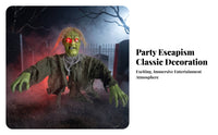 Halloween Zombie Stake Red Glowing Eyes Green-Faced Zombie Figure Holiday Decor Hair