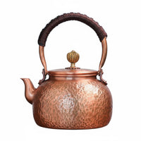 Large Capacity Hammered Copper Teapot Exposed Flame Safe Stovetop Tea Kettle Kitchenware for Home
