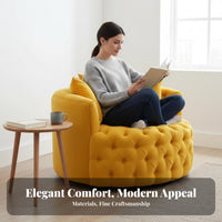 Nordic design Upholstered Armchair space-efficient Footprint Tufted rotating Armchair Plush Upholstery Single Sofa firm-density Foam pad for Apartment Dwellers, Interior Design aficionados, Living Room, Small Spaces, Bedroom, study corner