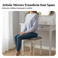 Comfortable Seating cream plush Pouf Modern design Vanity Seat space-saving Design Small Stool Multi-Functional for Women, Young Adults, Teenagers, changing area, Bedroom, Makeup Corner