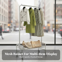 On Wheels Mobile Garment Stand Large Capacity Freestanding Garment Rack Easy Assembly Rolling Clothes Rack Heavy Duty for Retail Shop Owners, Apartment Dwellers, Homeowners, Small Areas, Bedroom, Dorm Room, Entryway
