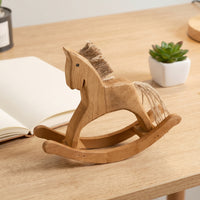 Wooden Rocking Horse Rustic Rocking Horse Figurine Handcrafted Tabletop Decor for Shelf, Entryway