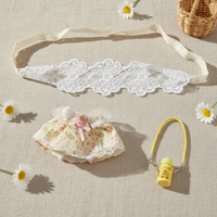 Doll Clothes Set for 15cm Dolls - Summer Floral Dress with Lace Headscarf & Bag