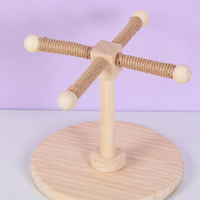 Wood Parrot Stand, Chewable Windmill Perch for Cockatiel Budgie Conure, Rotating Avian Companion Play Stand Playground