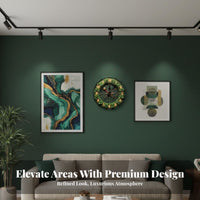 Non-Ticking Green Foliage Wall Clock Silent Movement Foliage Design Clock Battery Powered for Gamers, Living Room, Bedroom, Kitchen