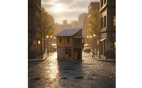 Railway Building Kit Two-Story Scale Model Building Diorama House Wood-Grain Diorama Kit Corrugated for Modelers, Dioramas