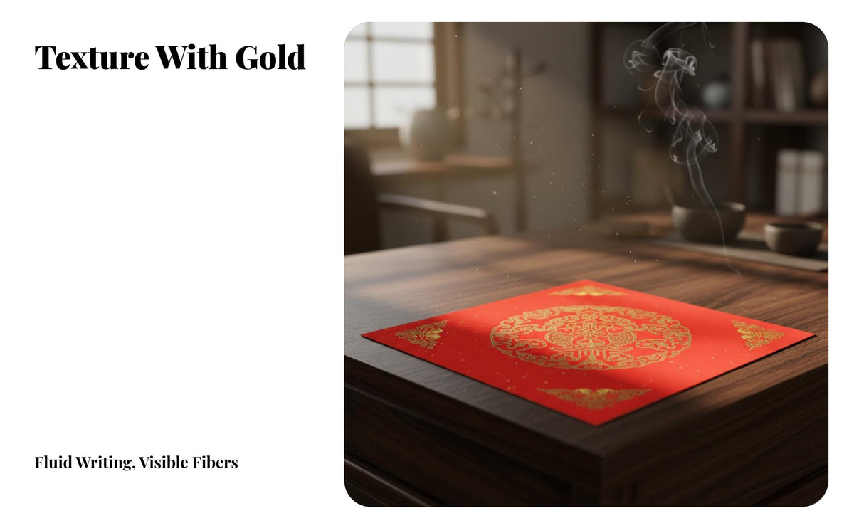 Xuan Paper Couplets, Red Blank Calligraphy Door Poster, Wyrm Gold Foil Decor