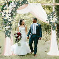 Artificial Flower Arch with Chiffon for Valentine's Day and Wedding DIY Decor
