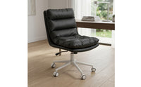Ergonomic Swivel Office Chair with Wheels Smooth-Rolling Padded Desk Chair with High Backrest Heavy-Duty Easy Care for Students, Workstation, Study Room