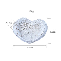 Heart-Shaped Base with Wing Texture Feathered Decor Unique for Vanity, Desk