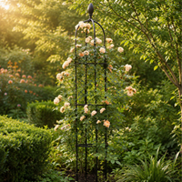 U-shaped Metal Trellis, 30cm, Black Trellis with Flower Top, Freestanding Plant Support, Rose Arch for Climbing Roses & Clematis
