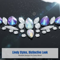 Crystal Sparkle Face Sticker, Acrylic Rhinestone, Multi-Design, Masquerade, EDM Party