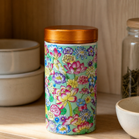 Enamel Ceramic Tea Caddy with Aluminum Alloy Lid, Small Portable Storage Jar for Tea, Powder, and Spices