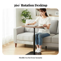 rotating Top Adjustable C-Shaped Table Multi-Functional Household Furniture Space-Saving Design Easy to Assemble for Home Office Workers, Students, Apartment Dwellers, Living Room, Bedroom, Small areas