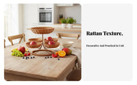 Imitation Rattan Serving Tray Rustic Design Imitation Rattan Tray Poly Wicker Serving Basket Hollowed-Vented Design