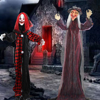Poseable Halloween Decoration with Sound Life-Size Witch Ghost Animated Ghost Witch Interactive for Entryway, Yard