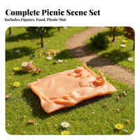 2 Pieces Miniature Outdoor Meal Figures Versatile Scene Building 1:64 Miniature Scene People HO Scale Outdoor Meal Couple Highly