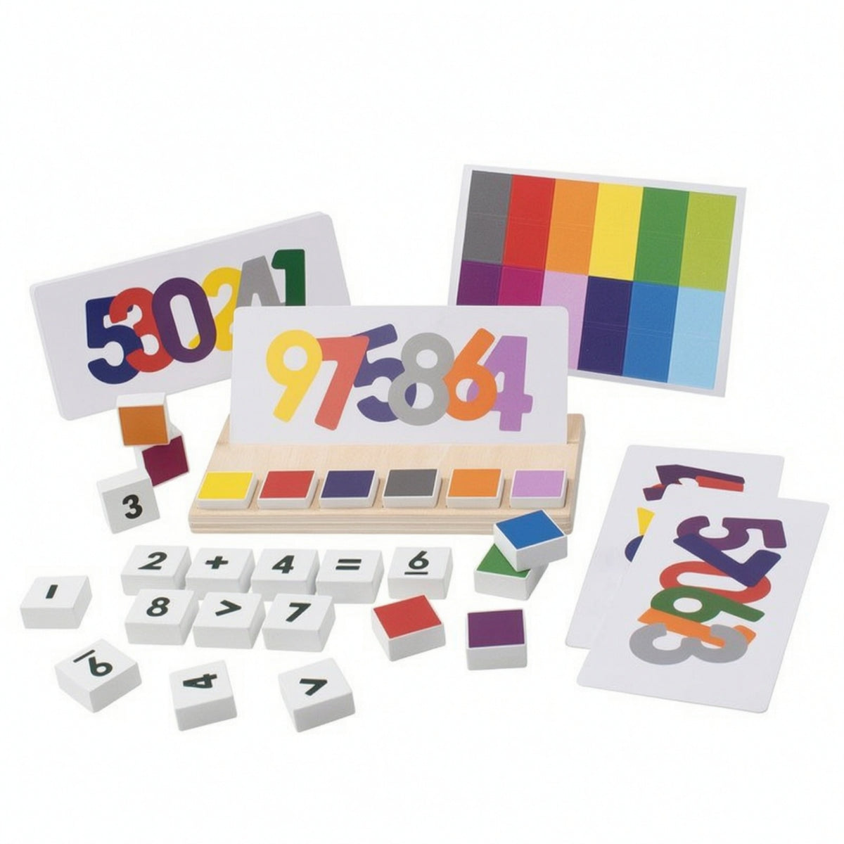 Math Toy with Wooden Base Hands on Counting and Color Sorting Toy Interactive Number Matching Game for Kindergarteners, Young Children, Classroom