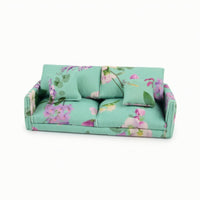 Dollhouse Sofa with Pillows Compact Two Seat Dollhouse Couch Elegant Miniature Double Sofa for Hobbyists