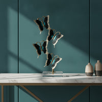 Crystal Butterfly Ornament Gold Tone Butterfly Decor with Crystal Polished Tabletop Sculpture for Living Room