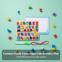 Sturdy Wood Wooden Alphabet Game Board Early Education Wooden Alphabet Number Game Learn Through Play for Preschoolers, Toddlers