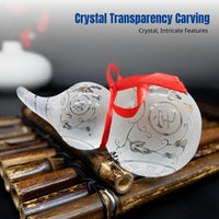 Crystal Gourd Ornament with Wooden Base, Feng Shui Decor for Wealth, Living Room, Entryway, Bedroom, Home, Shop, Office
