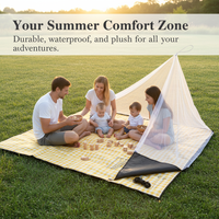 Outdoor Picnic Mat with Mosquito Net, Portable Camping Anti-Bite Mesh Cover, Waterproof