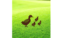 4 Pieces Duck Garden Stake Rust-Like Finish Metal Duck Stake
