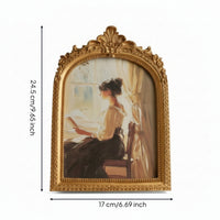Arched Photo Frame Antique Gold Baroque Picture Frame Ornate Vintage-Inspired for Dresser, Bedside Table