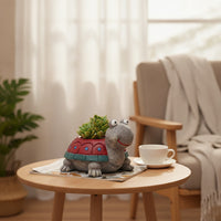 Cute Turtle Planter Whimsical Turtle Flower Pot Compact Animal Shaped Flowerpot Weathered for Gardeners