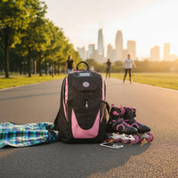 Inline Skate Backpack Large Capacity Inline Skating Pack Thick Padded for Adults, Kids, Sports, Outdoor