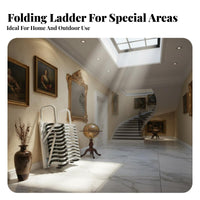 Folding Loft Ladder Foldable Attic Stairs Stairs Space Saving Wall-Mounted Attic Ladder for Homeowners, Adults, Villa, Indoor, Duplex House