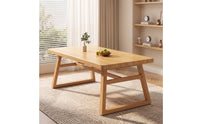 Rectangular Wooden Dining Table Sturdy Trestle Dining Table Reinforced Furniture Stylish for Kitchen, Restaurant
