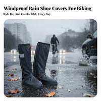 Thickened Anti-Slip Sole High-Tube Rain Boot Cover Wear-Resistant Waterproof Shoe Cover Easy to Clean for Cyclists, Riding, Outdoor, Camping