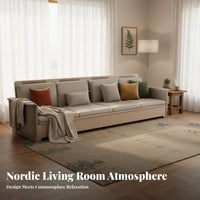 L-Shaped Sofa with Storage Nordic aesthetic sectional 4-Seater with Storage Ottoman Modern Minimalist Design Living Room Furniture for Families, Homeowners
