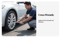 High Rotational Force 4-Way Lug Wrench Long-Lasting Steel Construction 4 Way Cross Wrench Easy Leverage