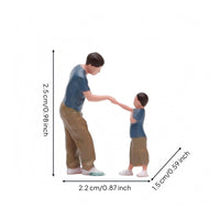 2 Pieces Resin Father and Son Figure Scene Hand-Painted Miniature Figures Fist-Bump Figure Set