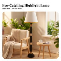Gold Trim Miniature Dollhouse Floor Lamp Black and White 1:12 Scale Floor Lamp