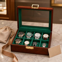 Wooden Watch Box Lockable 8-Slot Watch Box Dust Protection