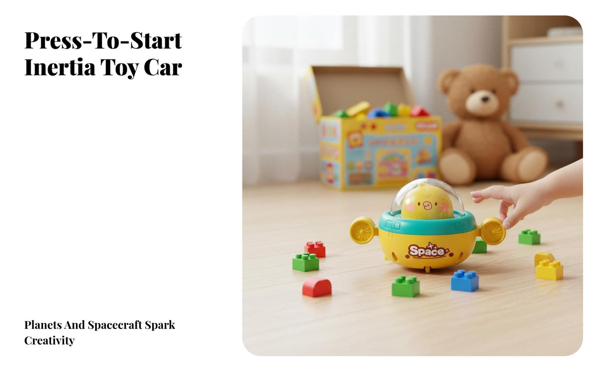 Push and Go Toy Car Battery Inertia Powered Car No Needed Cartoon Spaceship Toy for Kids, Preschoolers, Ground Play, Play Period, Playroom