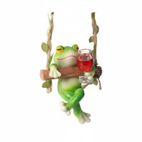 Frog Climbing Ladder Ornament Ready to Hang Frog Swing Figurine Cute for Garden, Balcony, Patio