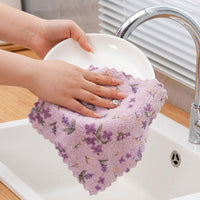 Thick Floral Dish Cloth and Microfibre Cloth, Oil Resistant Microfibre Cleaning Cloth for Tea Towels, High Absorbency Kitchen Hand Drying Tool