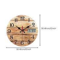 Analog Wall Clock with LCD Display Silent for Bedroom