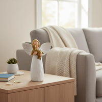 Angel Holding Dog Figurine Peaceful Embrace Resin Celestial Pet Keepsake for Desktop, Shelf Decor